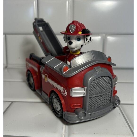 Paw Patrol Fire Truck With Posable Marshall Nick Jr Kids Toy Cartoon Character - Picture 2 of 14